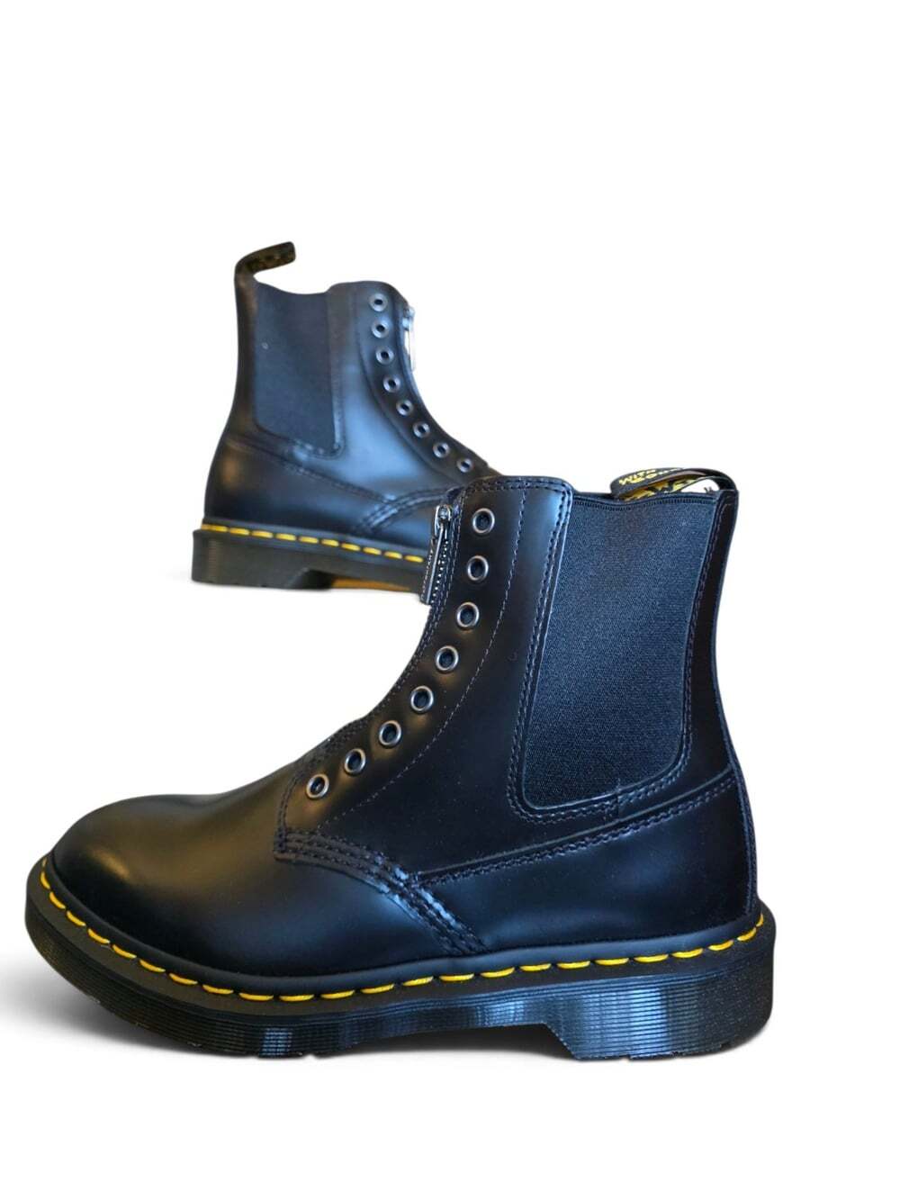 Dr. Martens 1460 Gusset Polished Smooth Zip Chelsea Boots Black Women 7 - Picture 3 of 16